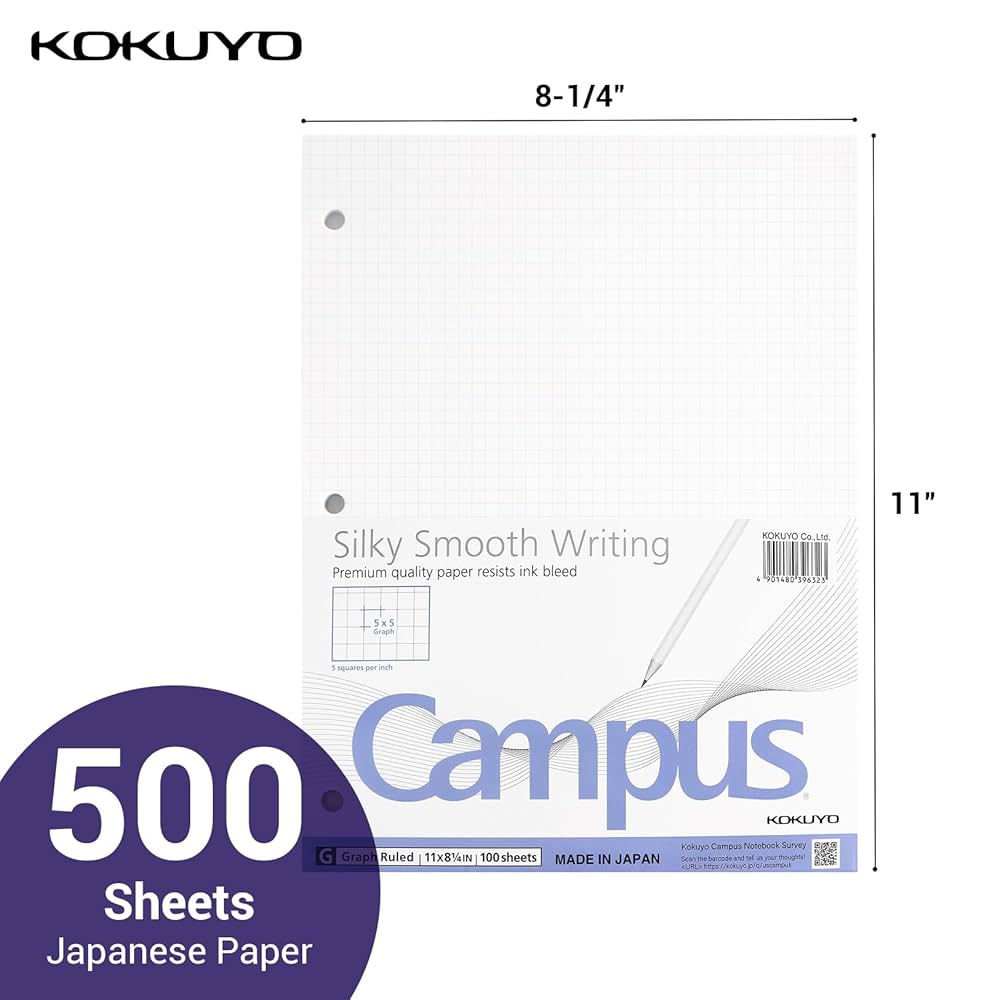 Amazon.com : KOKUYO 5x5 Graph Paper, 8.25x11 Inches, 500